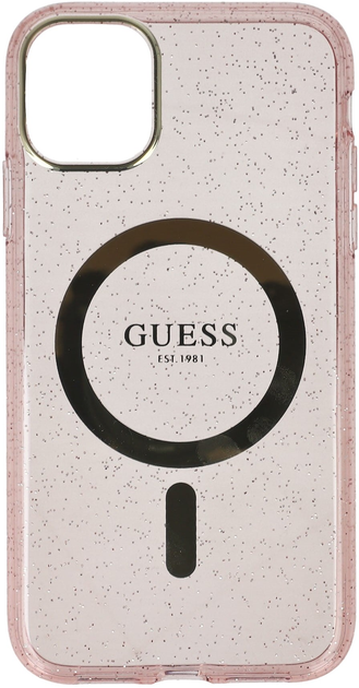 Etui plecki Guess Glitter Gold MagSafe do Apple iPhone 11 Pink (3666339125806) - obraz 1