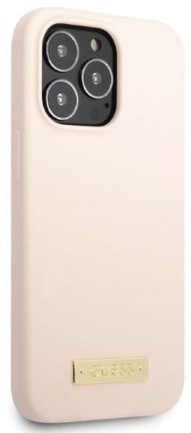 Etui plecki Guess Silicone Logo Plate MagSafe do Apple iPhone 13/13 Pro Pink (3666339056872) - obraz 3