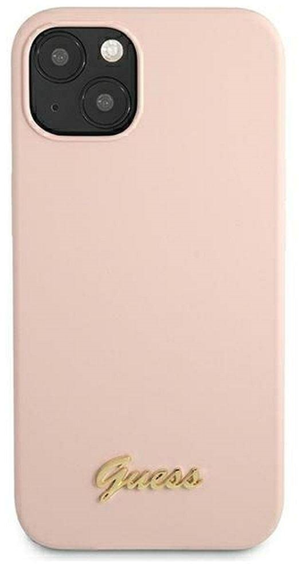 Панель Guess Silicone Script Gold Logo Magsafe для Apple iPhone 13 Світло-Рожевий (3666339037130) - зображення 1