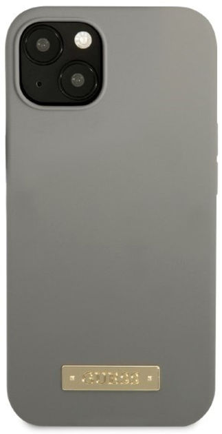 Etui plecki Guess Silicone Logo Plate MagSafe do Apple iPhone 13 mini Grey (3666339056896) - obraz 2