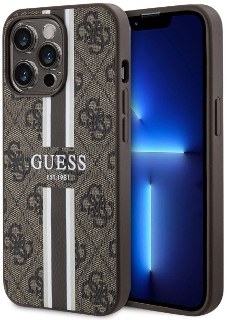 Панель Guess 4G Printed Stripes MagSafe для Apple iPhone 13 Pro Max Коричневий (3666339119768) - зображення 1