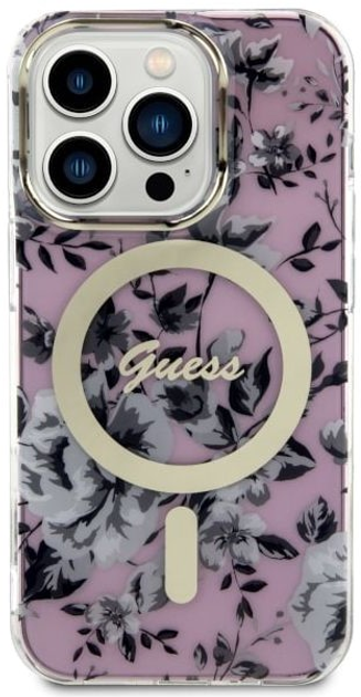 Etui plecki Guess Flower MagSafe do Apple iPhone 14 Pro Pink (3666339115579) - obraz 2