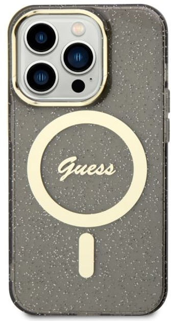 Etui plecki Guess Glitter Gold MagSafe do Apple iPhone 14 Pro Black (3666339125585) - obraz 2