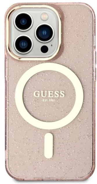 Etui plecki Guess Glitter Gold MagSafe do Apple iPhone 14 Pro Pink (3666339125882) - obraz 2