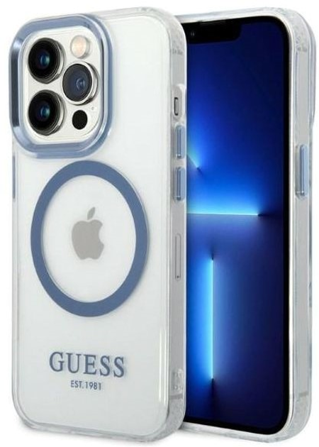Панель Guess Metal Outline Magsafe для Apple iPhone 14 Pro Синій (3666339069803) - зображення 1