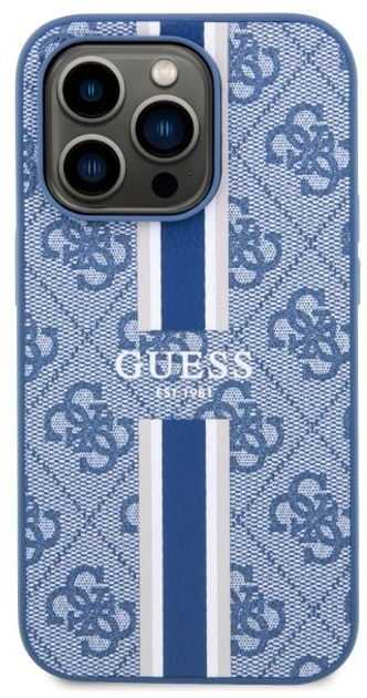 Панель Guess 4G Printed Stripes MagSafe для Apple iPhone 14 Pro Синій (3666339119997) - зображення 2