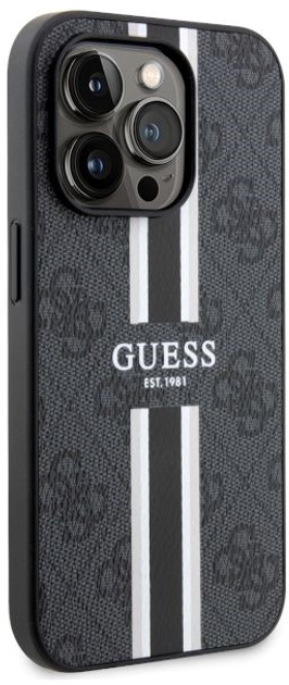 Панель Guess 4G Printed Stripes MagSafe для Apple iPhone 14 Pro Чорний (3666339119690) - зображення 3