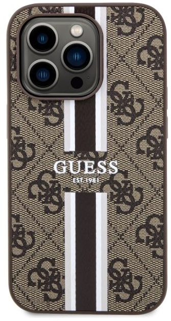 Панель Guess 4G Printed Stripes MagSafe для Apple iPhone 14 Pro Коричневий (3666339119799) - зображення 2