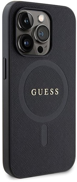 Etui plecki Guess Saffiano MagSafe do Apple iPhone 14 Pro Black (3666339155742) - obraz 3