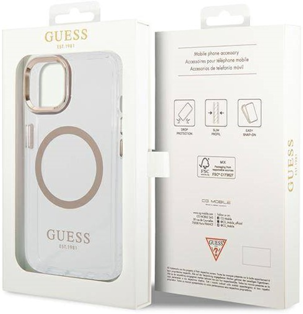 Etui plecki Guess Metal Outline Magsafe do Apple iPhone 14 Gold (3666339069704) - obraz 3