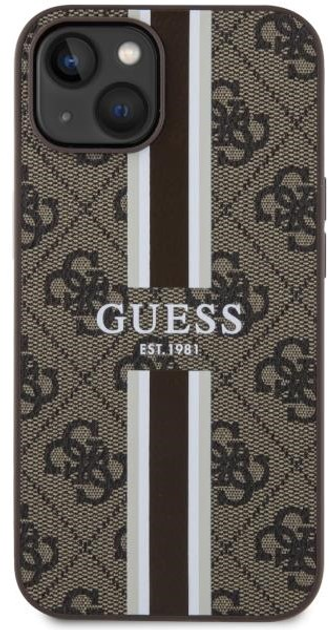 Панель Guess 4G Printed Stripes MagSafe для Apple iPhone 14 Коричневий (3666339119775) - зображення 1