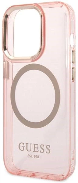 Панель Guess Gold Outline Translucent MagSafe для Apple iPhone 14 Pro Max Рожевий (3666339069698) - зображення 3