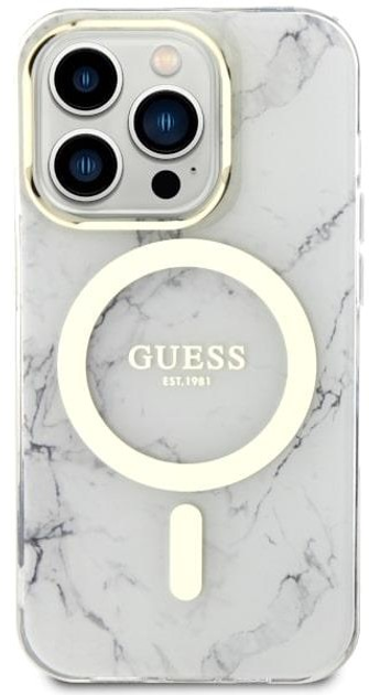 Панель Guess Marble MagSafe для Apple iPhone 14 Pro Max Білий (3666339118334) - зображення 2