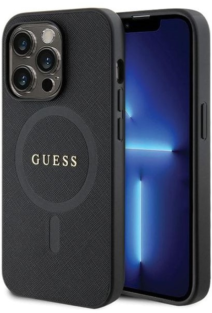 Панель Guess Saffiano MagSafe для Apple iPhone 14 Pro Max Чорний (3666339155759) - зображення 1