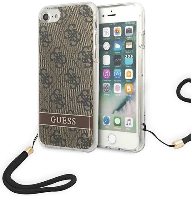 Etui plecki Guess 4G Print Strap do Apple iPhone 7/8 Brown (3666339055196) - obraz 1