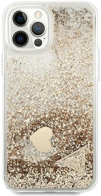 Etui plecki Guess Glitter Charms do Apple iPhone 12/12 Pro Gold (3700740495544) - obraz 2