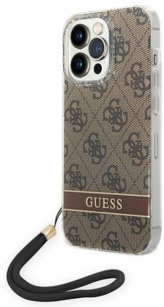 Etui plecki Guess 4G Print Strap do Apple iPhone 14 Pro Max Brown (3666339093860) - obraz 3