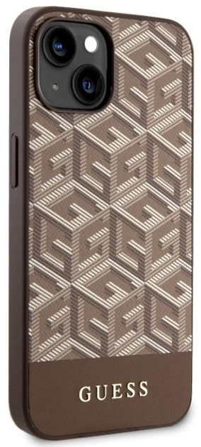 Etui plecki Guess G Cube Stripes MagSafe do Apple iPhone 14 Plus Brown (3666339112479) - obraz 3