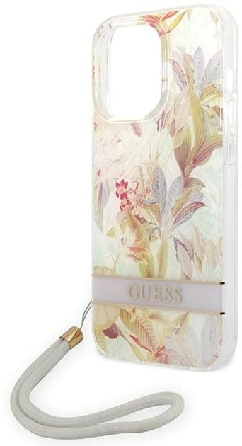 Панель Guess Flower Strap для Apple iPhone 14 Pro Фіолетовий (3666339093938) - зображення 3