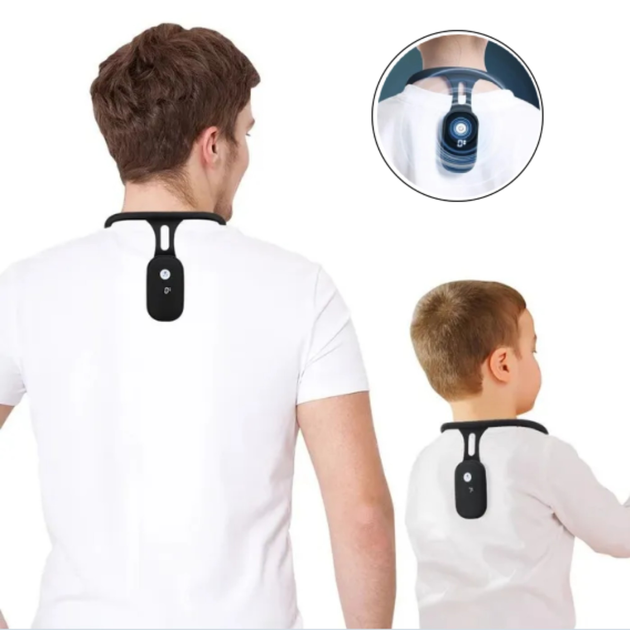 Портативный интеллектуальный корректор осанки спины и позвоночника с вибрацией для взрослых и детей (черный) - изображение 1
