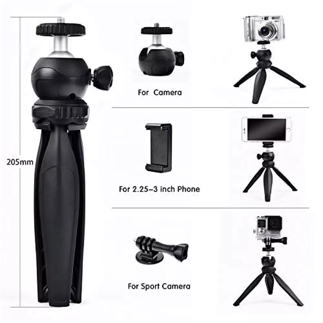 Трипод настільний для смартфона Jmary MT-20 Штатив міні для камери та фотоапарата Чорний - зображення 9