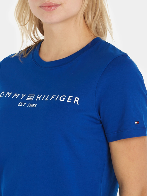 Koszulka damska basic Tommy Hilfiger WW0WW40276 L Granatowa (8720645361312) - obraz 3