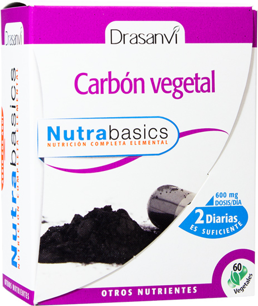 Натуральна харчова добавка Drasanvi Carbon Vegetal 60 капсул (8436044514036) - зображення 1