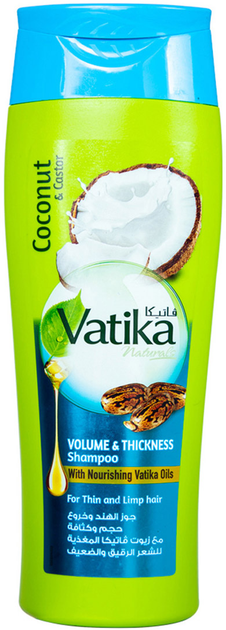 Акція на Шампунь Dabur Vatika Об'ємне та густе волосся з кокосом, касторовою олією та хною 400 мл від Rozetka