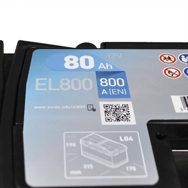 Аккумулятор автомобильный EXIDE Start-Stop EFB 80Аh 800A R+ - изображение 3