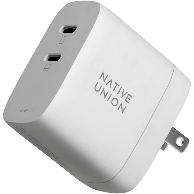 Зарядное устройство Native Union Fast GaN Charger PD 67W Dual USB-C Port, White (FAST-PD67-WHT-INT) - Фото 5 Зарядное устройство Native Union Fast GaN Charger PD 67W Dual USB-C Port, White (FAST-PD67-WHT-INT) - изображение 5