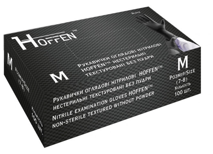 Перчатки нитриловые Hoffen размер M 50 пар Черные (CM_66008) - изображение 1