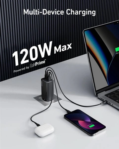 Ładowarka sieciowa Anker PowerPort 737 GaNPrime - 120W 2xPD & 1xPIQ PPS/DPDS (A2148313) - obraz 2