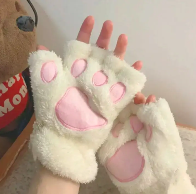 Кошачьи лапки Перчатки без пальцев белые от продавца: Plush Pals – в ...