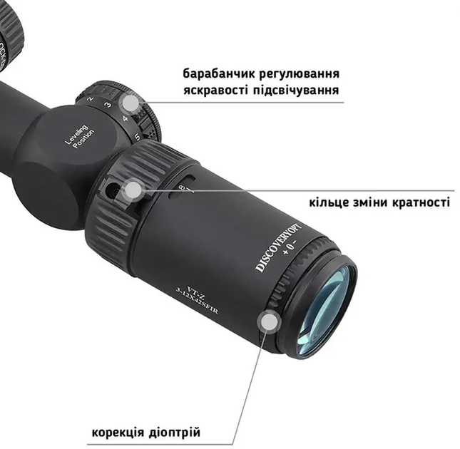 Приціл оптичний Discovery Optics VT-Z 3-12x42 SFIR - зображення 2