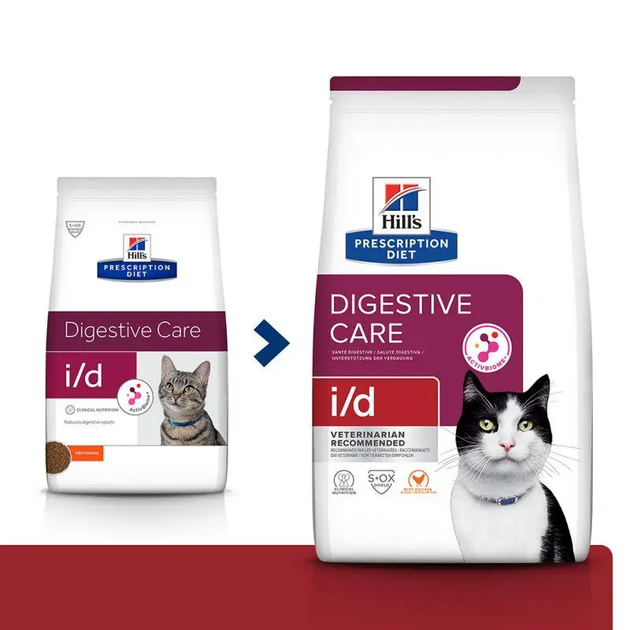 Сухой корм Hill’s Prescription Diet i/d для кошек уход за пищеварением с курицей, 8 кг - Фото 2 Сухой корм Hill’s Prescription Diet i/d для кошек уход за пищеварением с курицей, 8 кг - изображение 2
