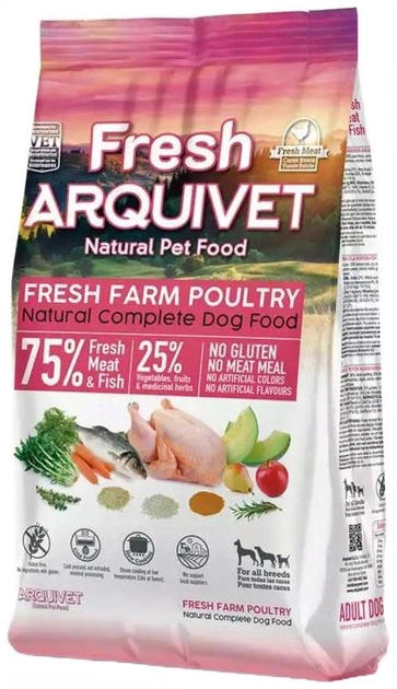 Sucha karma Arquivet Fresh Kurczak i ryba oceaniczna dla dorosłych psów wszystkich ras 10 kg (8435117891036) - obraz 1