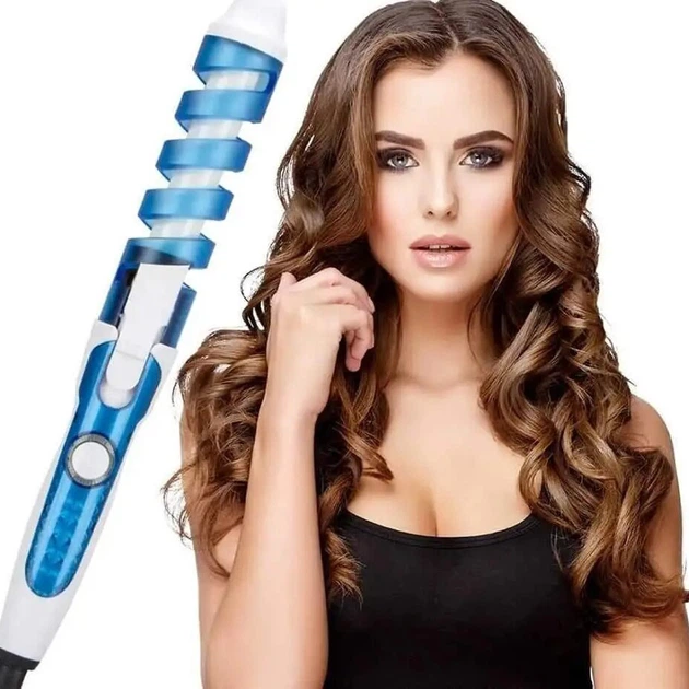 Плойка для укладки волос спиральная Nova 5377 White Blue (10966) - изображение 3
