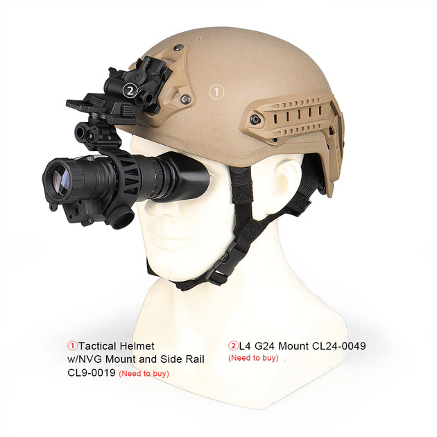 Монокуляр ночного видения Night Vision PVS-14 4х с J-arm креплениями на шлем (Kali) - изображение 2