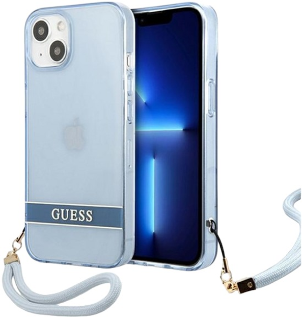 Etui plecki Guess Translucent Strap do Apple iPhone 13 Blue (3666339040680) - obraz 1