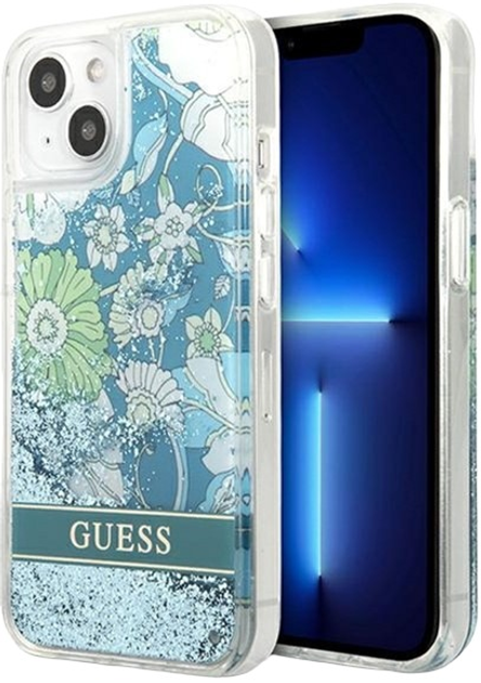 Панель Guess Flower Liquid Glitter для Apple iPhone 13 Green (3666339041366) - зображення 1