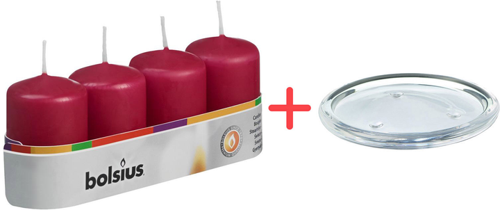 CANDLES WINE RED PILLER 4 PK 1.6X2.35