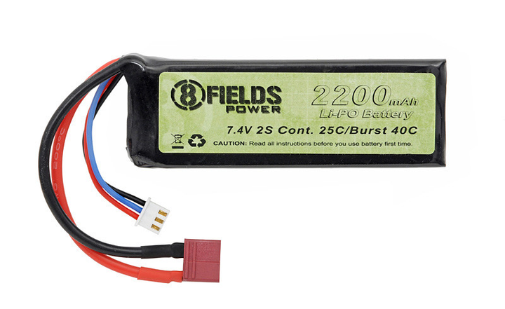 Акумулятор Li-Po 2200 mAh 7,4V 25/40C T-CONNECTOR [8FIELDS] (для страйкболу) - зображення 2