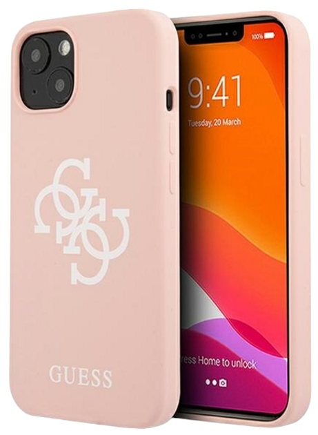 Etui plecki Guess Silicone 4G Logo do Apple iPhone 13 mini Pink (3666339024314) - obraz 1