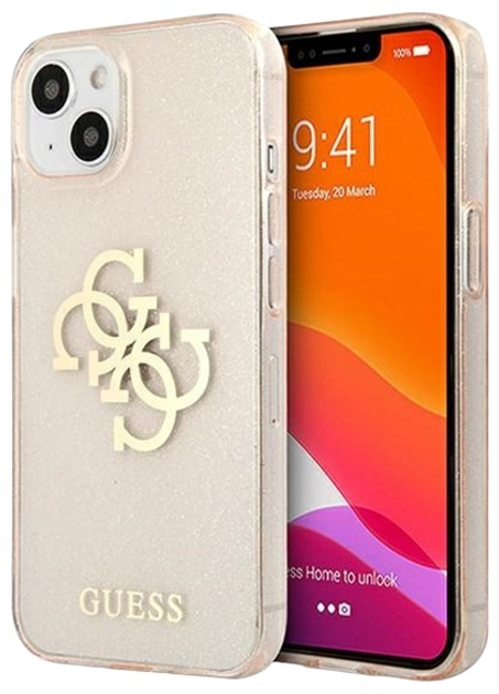 Панель Guess Glitter 4G Big Logo для Apple iPhone 13 mini Gold (3666339024437) - зображення 1