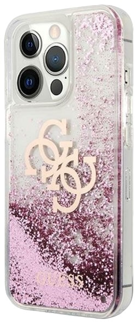 Etui plecki Guess 4G Big Liquid Glitter do Apple iPhone 13 Pro Max Pink (3666339024703) - obraz 1