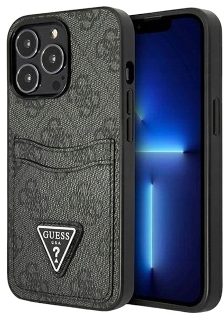 Etui plecki Guess 4G Triangle Logo Cardslot do Apple iPhone 13 Pro Max Black (3666339048198) - obraz 1