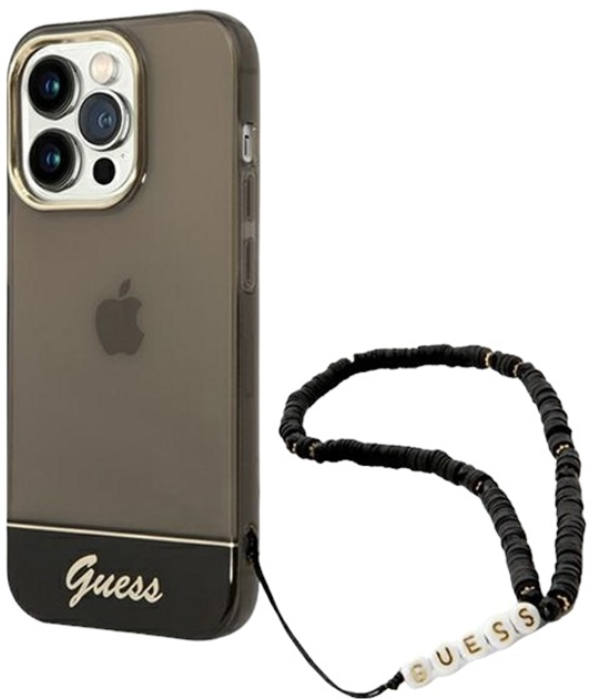 Панель Guess Translucent Pearl Strap для Apple iPhone 14 Pro Black (3666339064181) - зображення 1