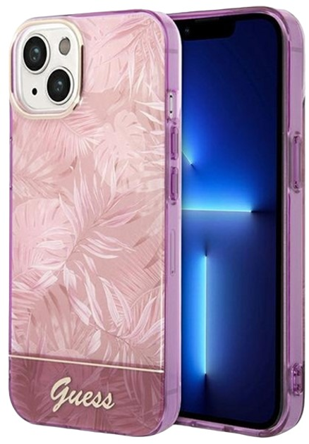 Etui plecki Guess Jungle Collection do Apple iPhone 14 Plus Pink (3666339064457) - obraz 1