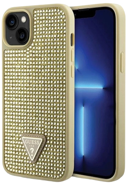 Панель Guess Rhinestone Triangle для Apple iPhone 14 Gold (3666339120054) - зображення 1
