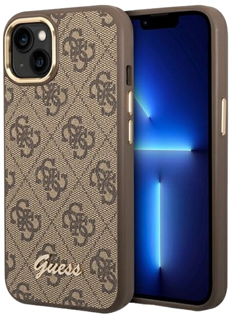 Панель Guess 4G Vintage Gold Logo для Apple iPhone 14 Brown (3666339065249) - зображення 1